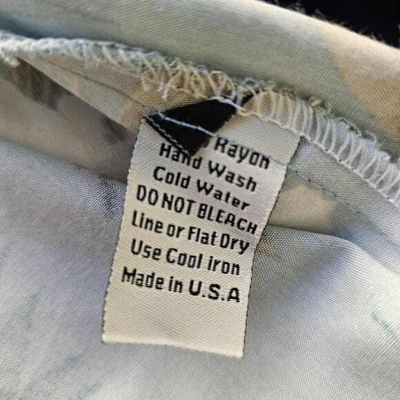 80s/90s Aloha Moi Hawaiian Dress A-Line Short sleeve Aqua Gardenia Print Women S - Picture 7 of 7